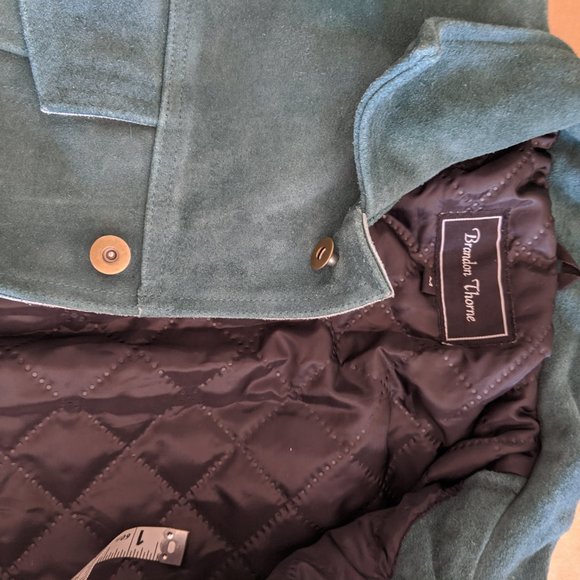 Genuine suede green trucker jacket, men, Medium brandon thorne - Picture 3 of 4